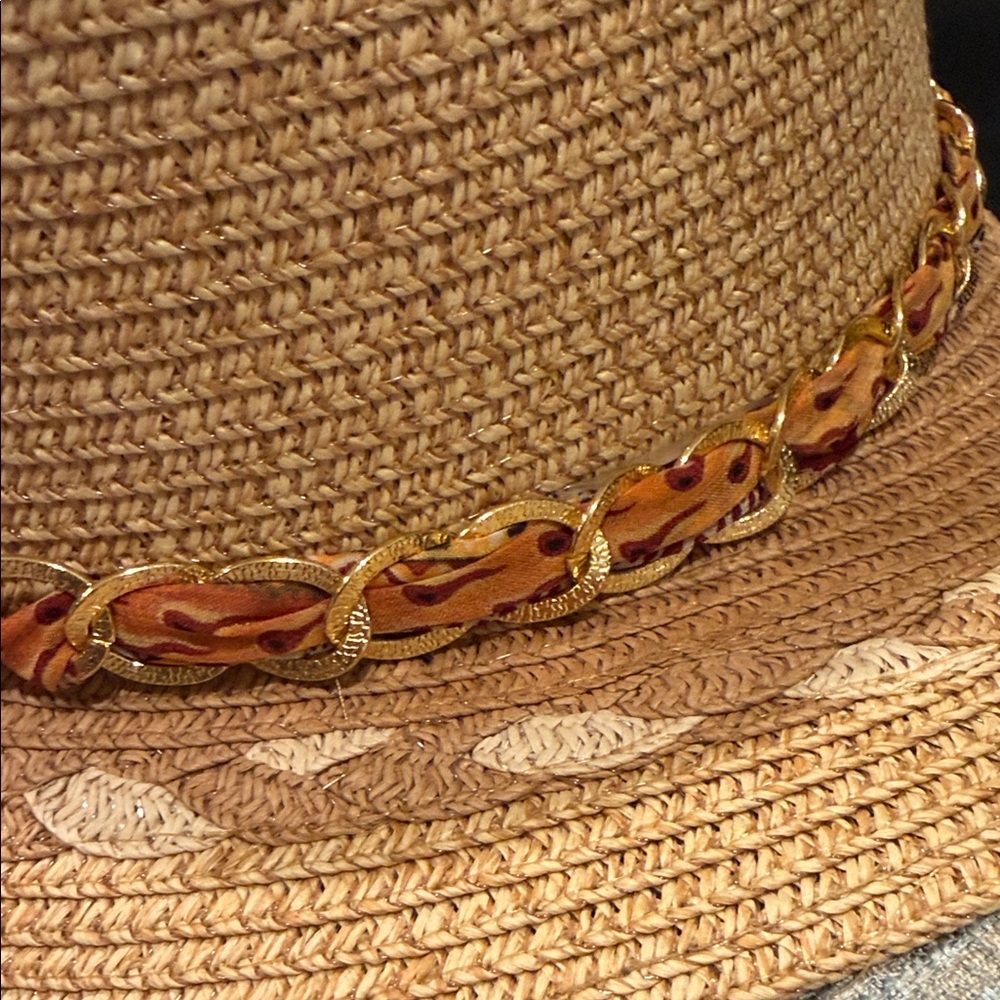 Straw Hat with Scarf Braided Band - Picture 4 of 4